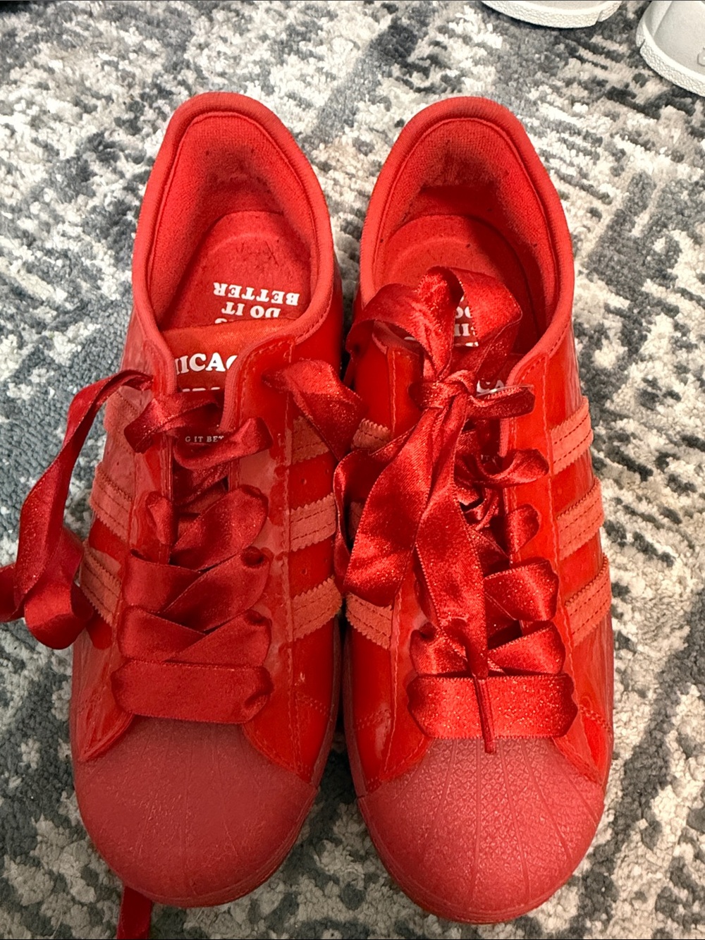 adidas Women's Red Satin-Lace Sneakers. Chicago girls